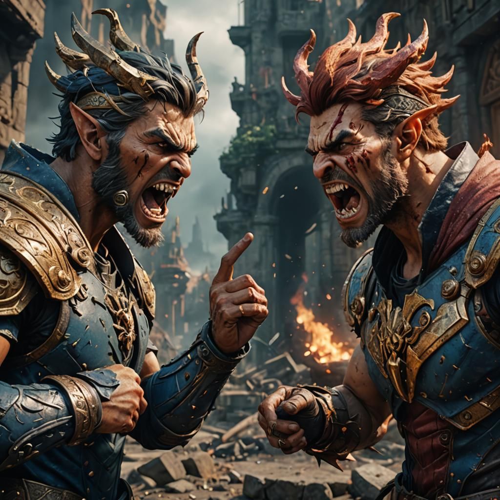 Angry Argument in Detailed Fantasy Art Style