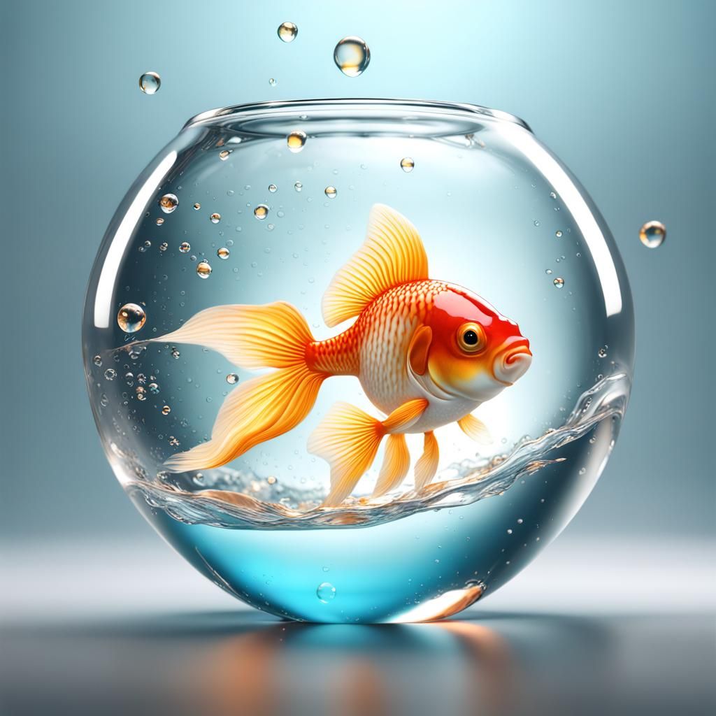 Goldfish in Glass Ball: 3D Splash Art