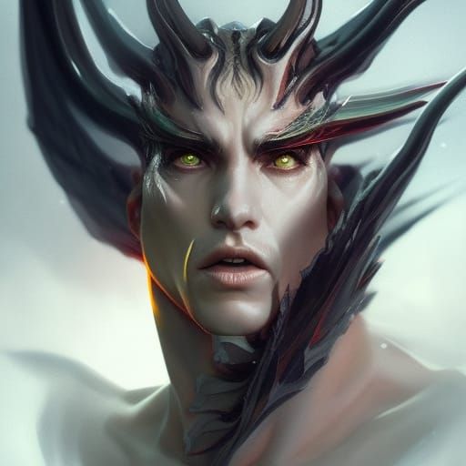 Detailed Demonic Dragon-Man Portrait