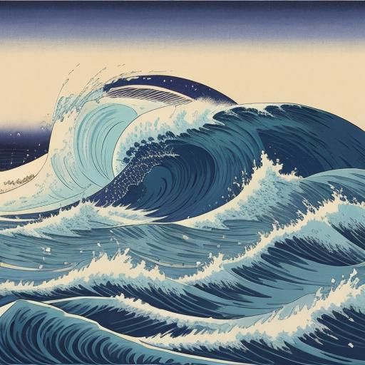 Great Wave off Kanagawa Inspired Tsunami Scene