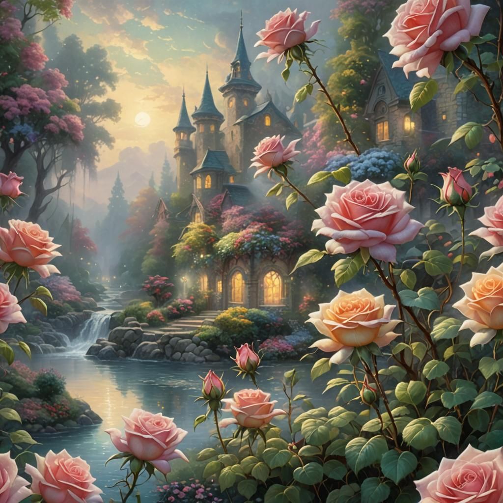 Glistening Water Roses in Ethereal Light