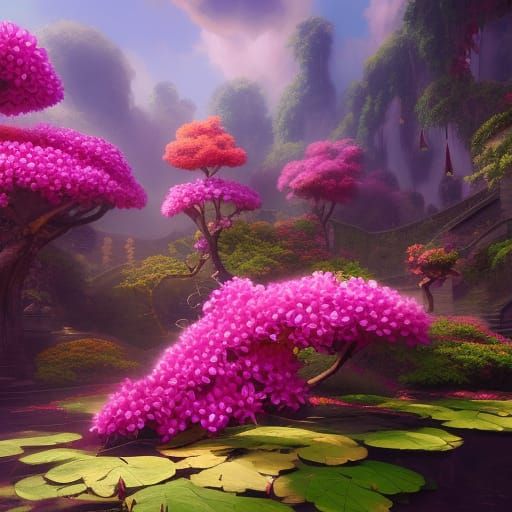 Fantastical Plumeria Tree in Detailed Matte Painting