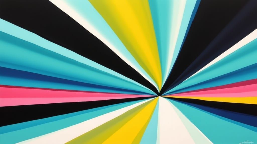 Vibrant Colorfield Painting of a Cityscape Tunnel