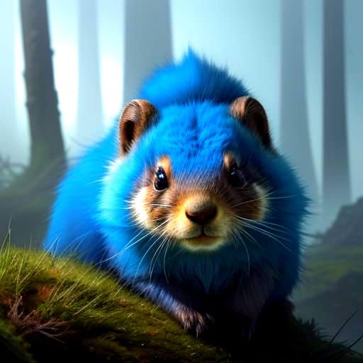 Fantastical Blue Marmot Infant in Intricate Matte Painting