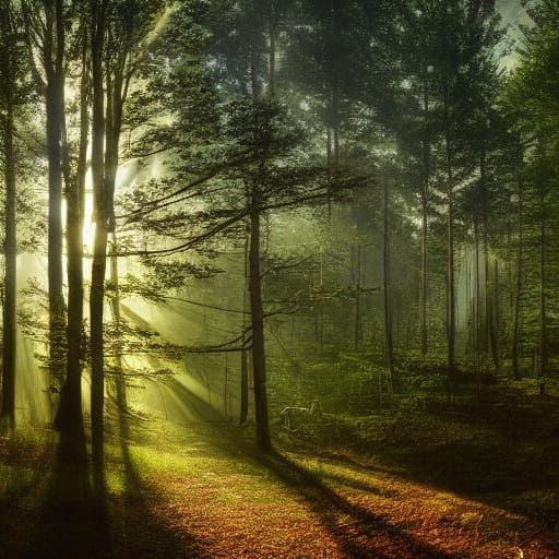 Panoramic Forest Clearing in Brilliant Light