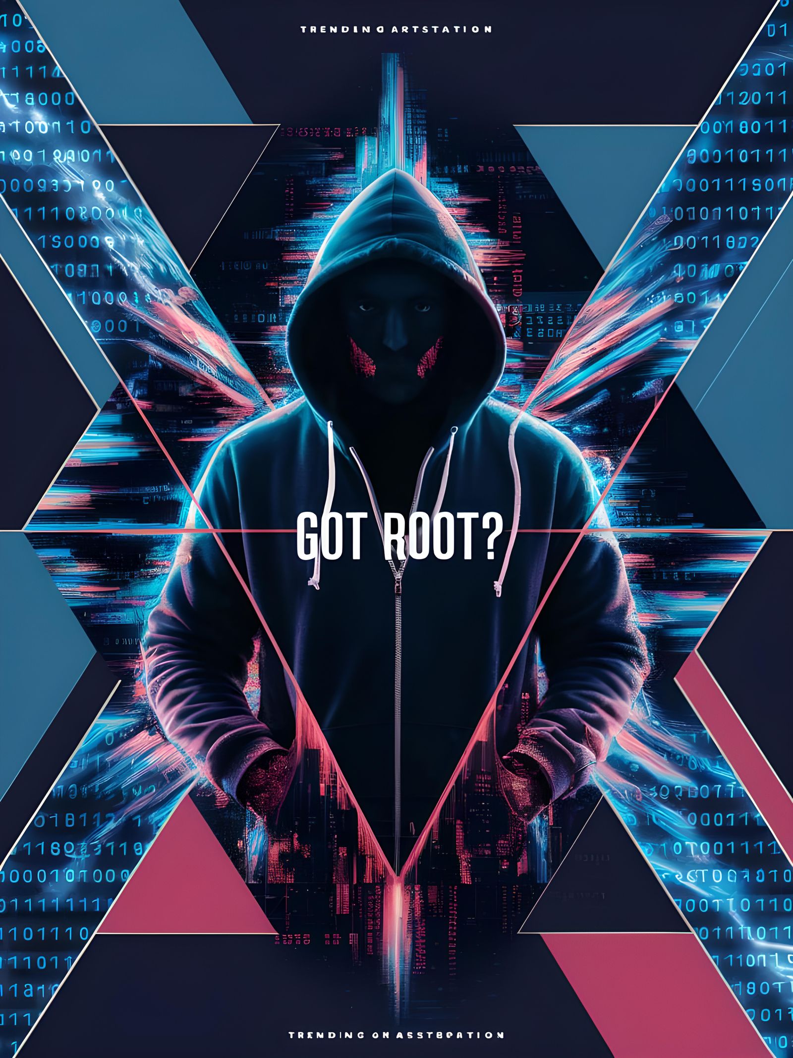 Hacker in Digital Landscape: Pop Art Bauhaus Design