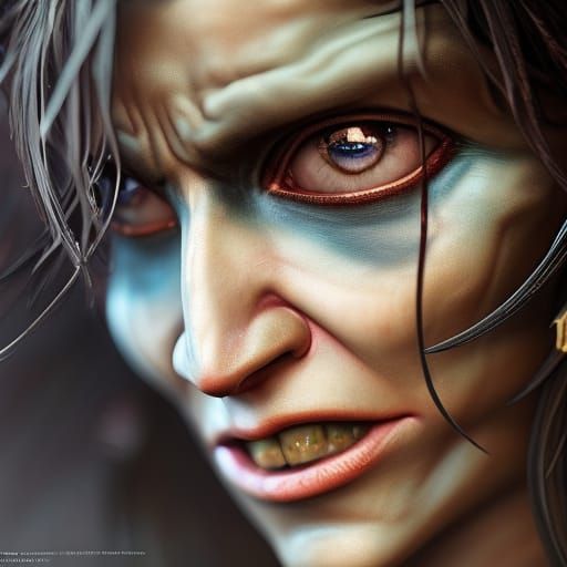 Soulful Dark Elf Portrait in Biopunk Style