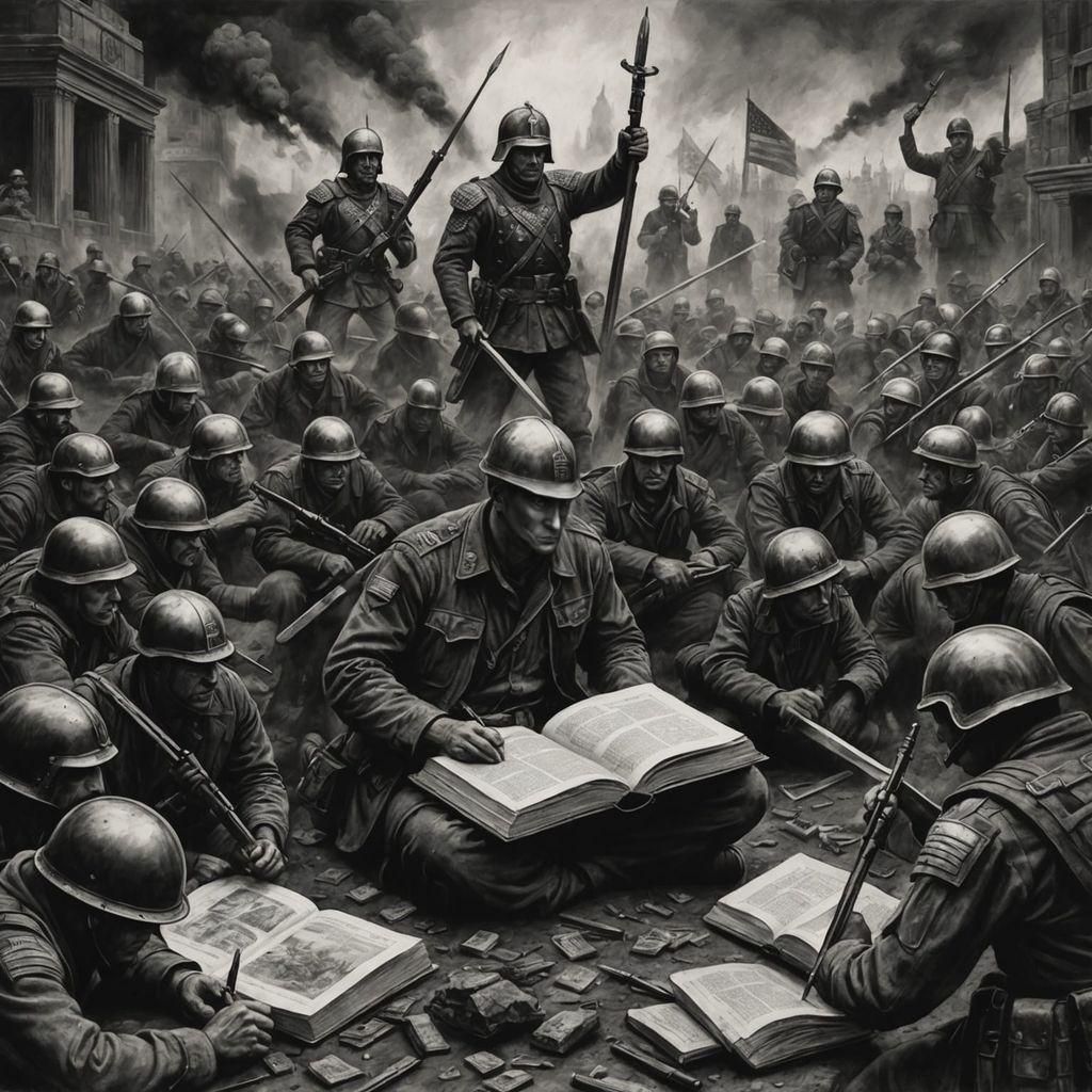 Book Cover: Narrative War in Charcoal Drawing