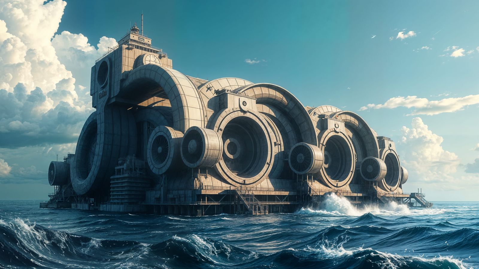 Colossal Oceanic Waterwheel Power Plant