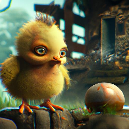 Fantastical Chick in Detailed Matte Painting