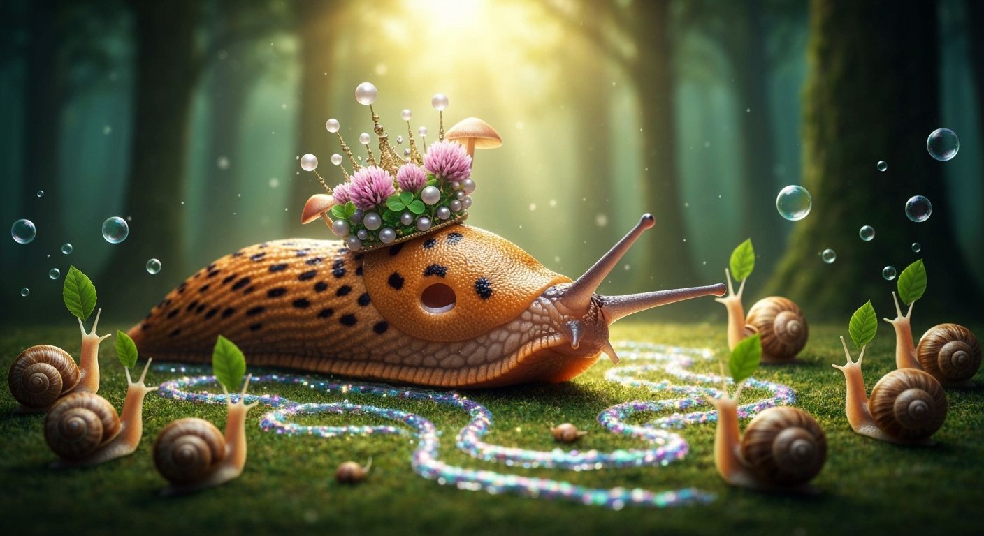 Macro Photo: Majestic Slug Celebrated in Enchanted Forest