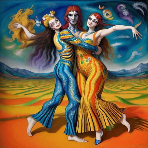 Psychedelic Dance in Oil Painting Style