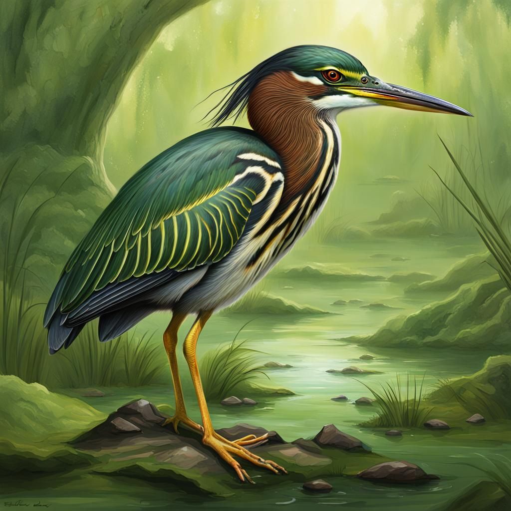 Alien Exoplanet: Green Heron in Speculative Xenobiology