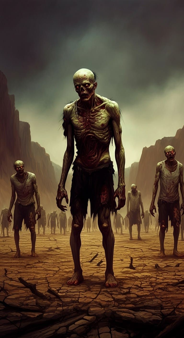 Demonic Horde in a Barren, Smoke-Shrouded Wasteland