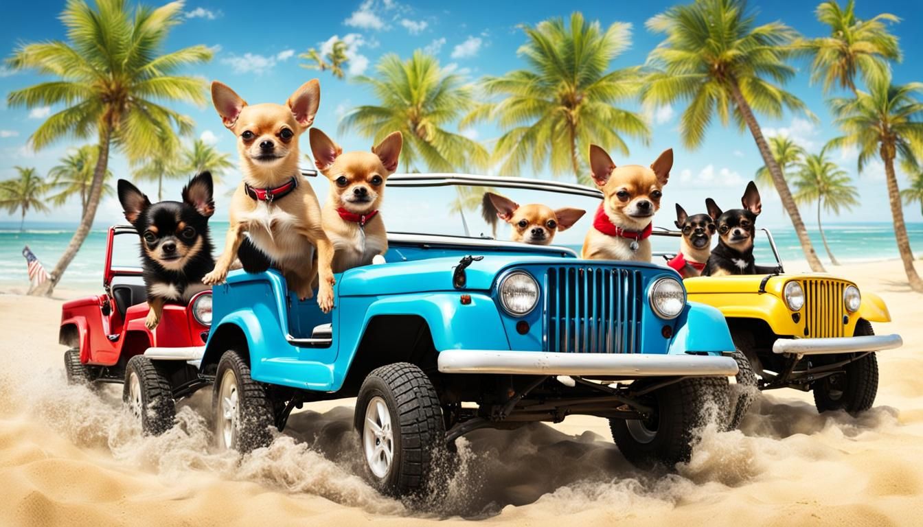 Chihuahuas Race Jeeps on Sunny Beach