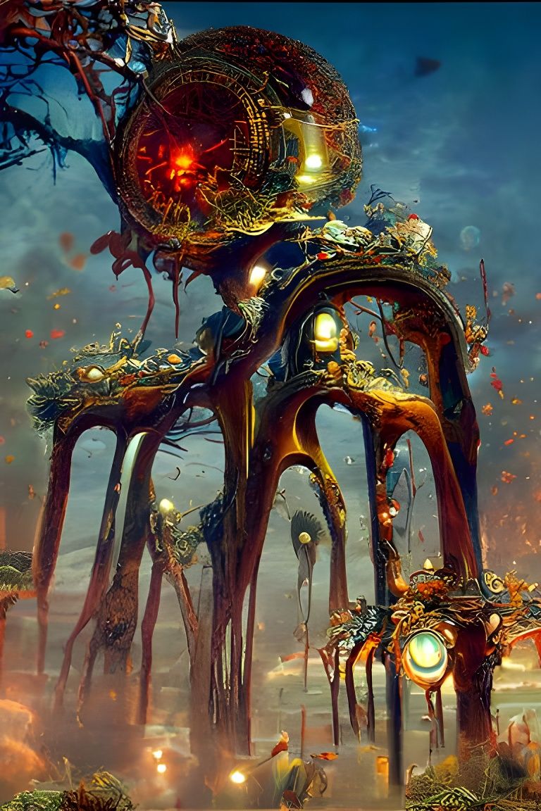 Tree of Sacred Geometry in Horror Mist