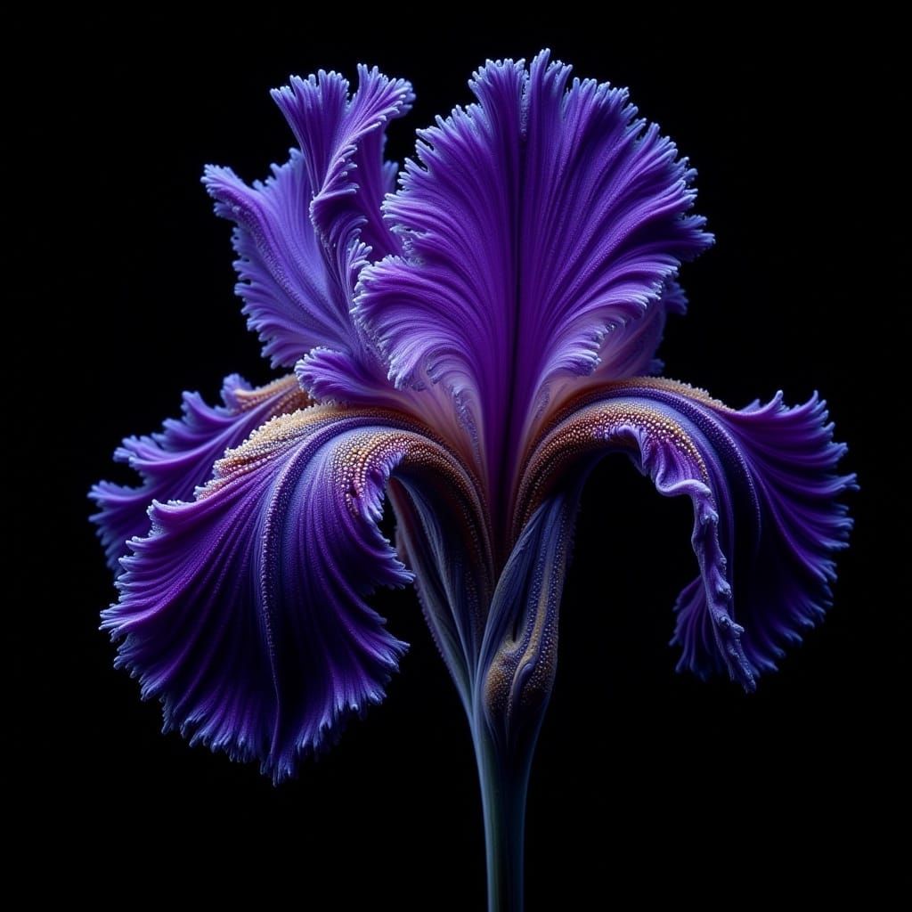 Macro Image of a Purple Iris Blossom in HDR