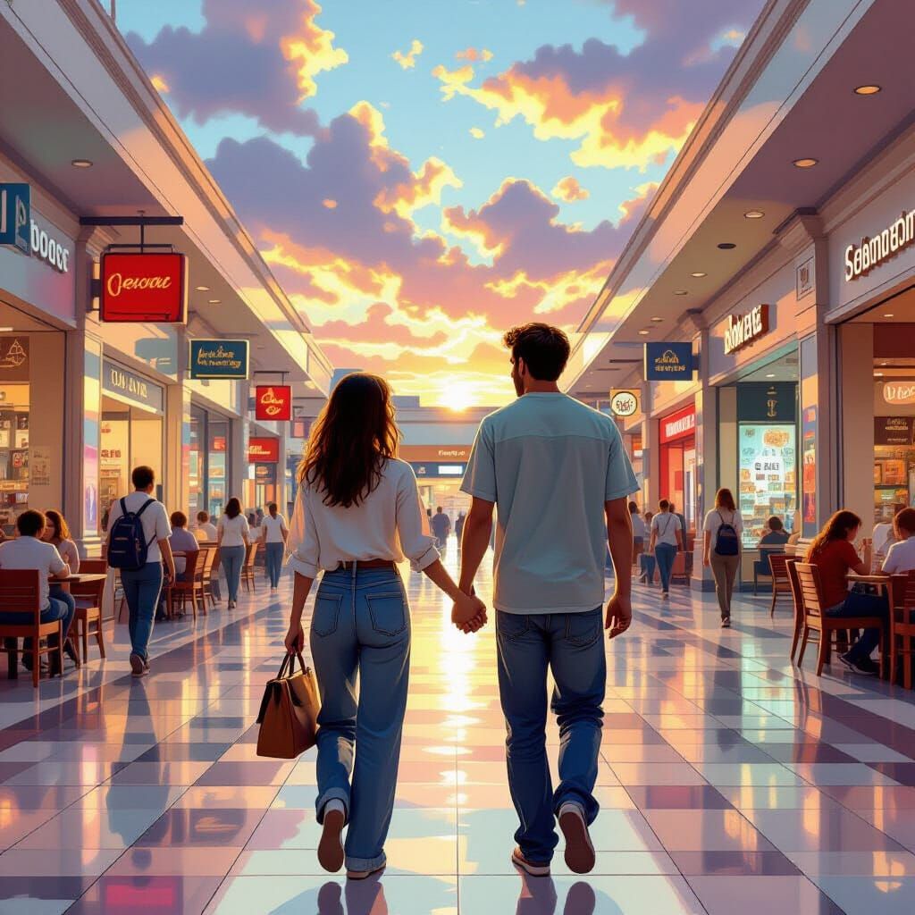 1990s Mall Food Court Romance in Massurrealism Style