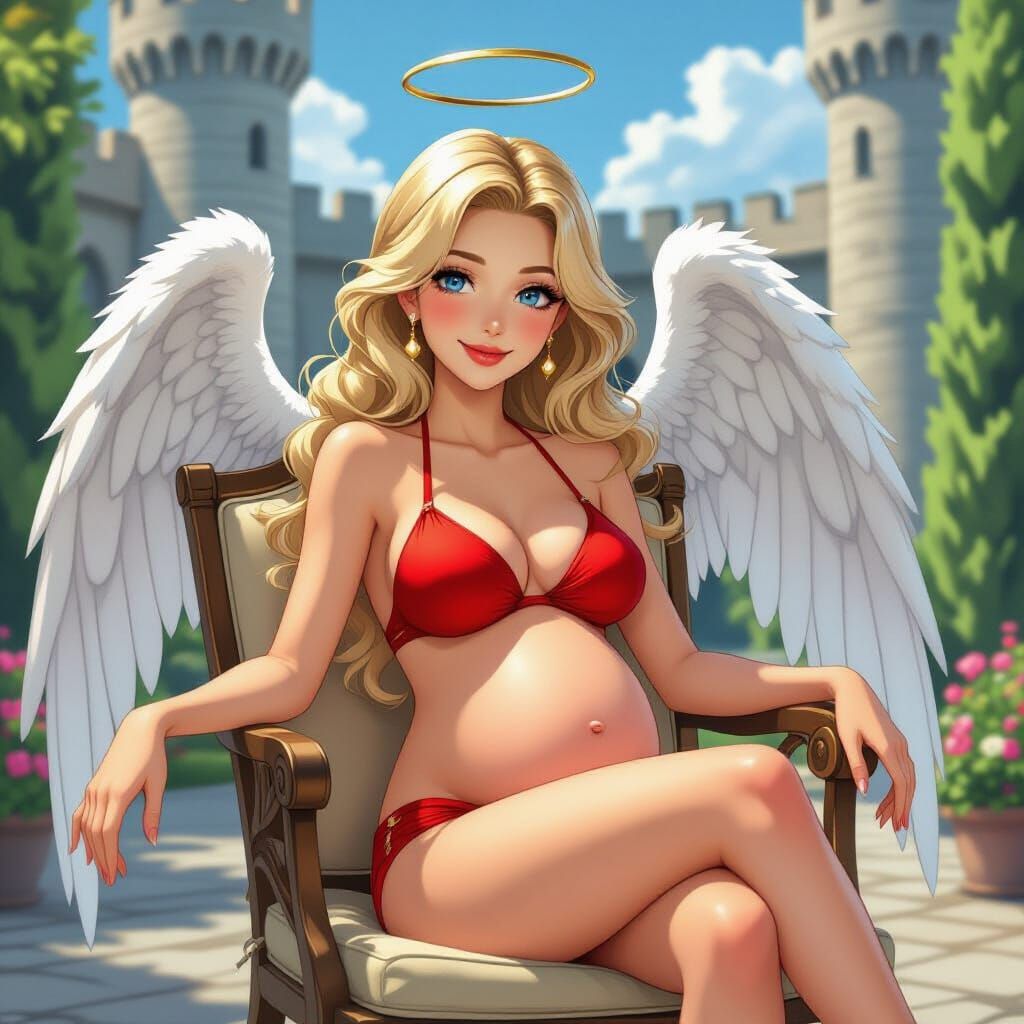 Anime Pregnant Woman in Marilyn Monroe Style