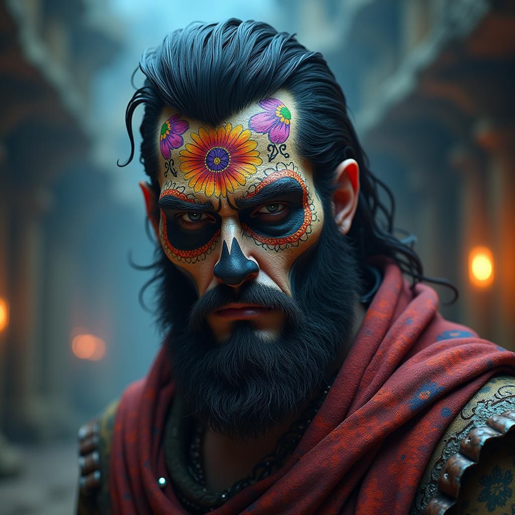 Day of the Dead Face Paint in Dark Fantasy Style
