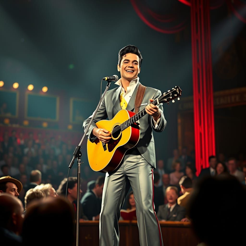 Elvis on Ed Sullivan Show: Realistic 1960s Portrait