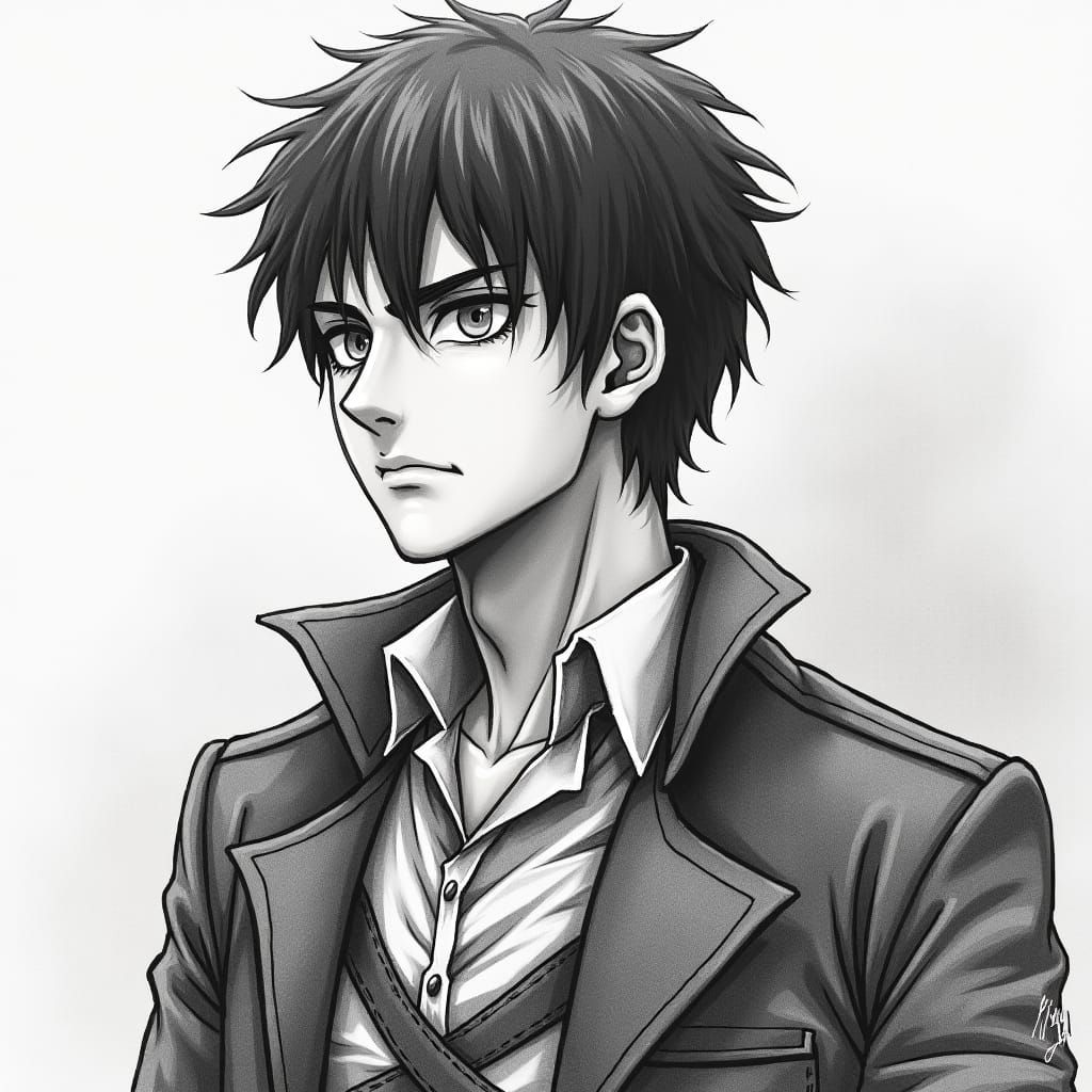 Eren Yeager Pencil Drawing: Dynamic Attack on Titan Art