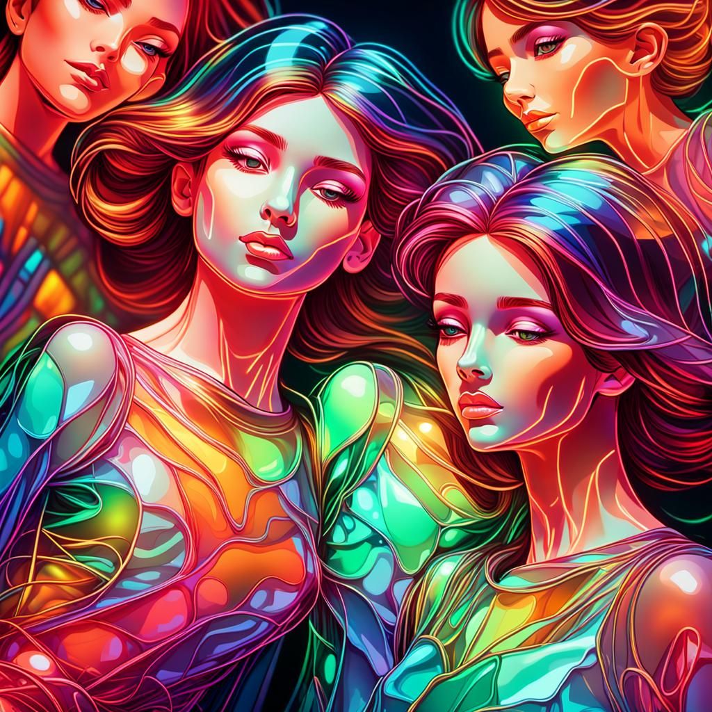 Neon Art: Glowing Figures in Fluorescent Attire