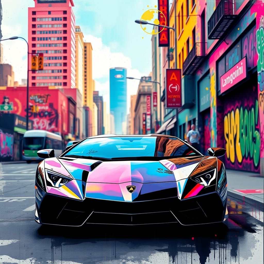 Lamborghini Revulto in Vibrant Splash Art Style