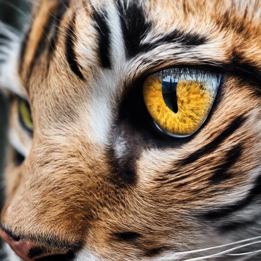 Colorful Cat Eye Reflecting a Tiger