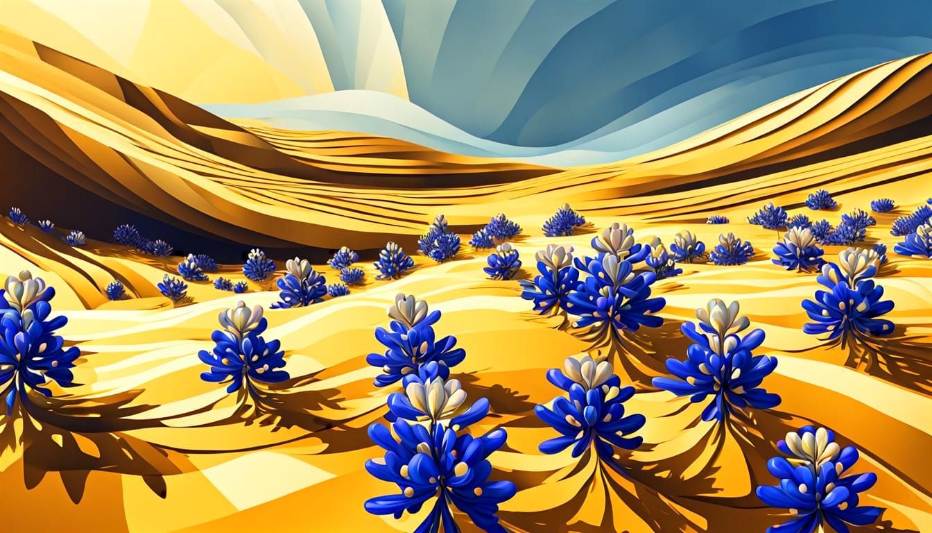 Texas bluebonnets in warm golden sunshine