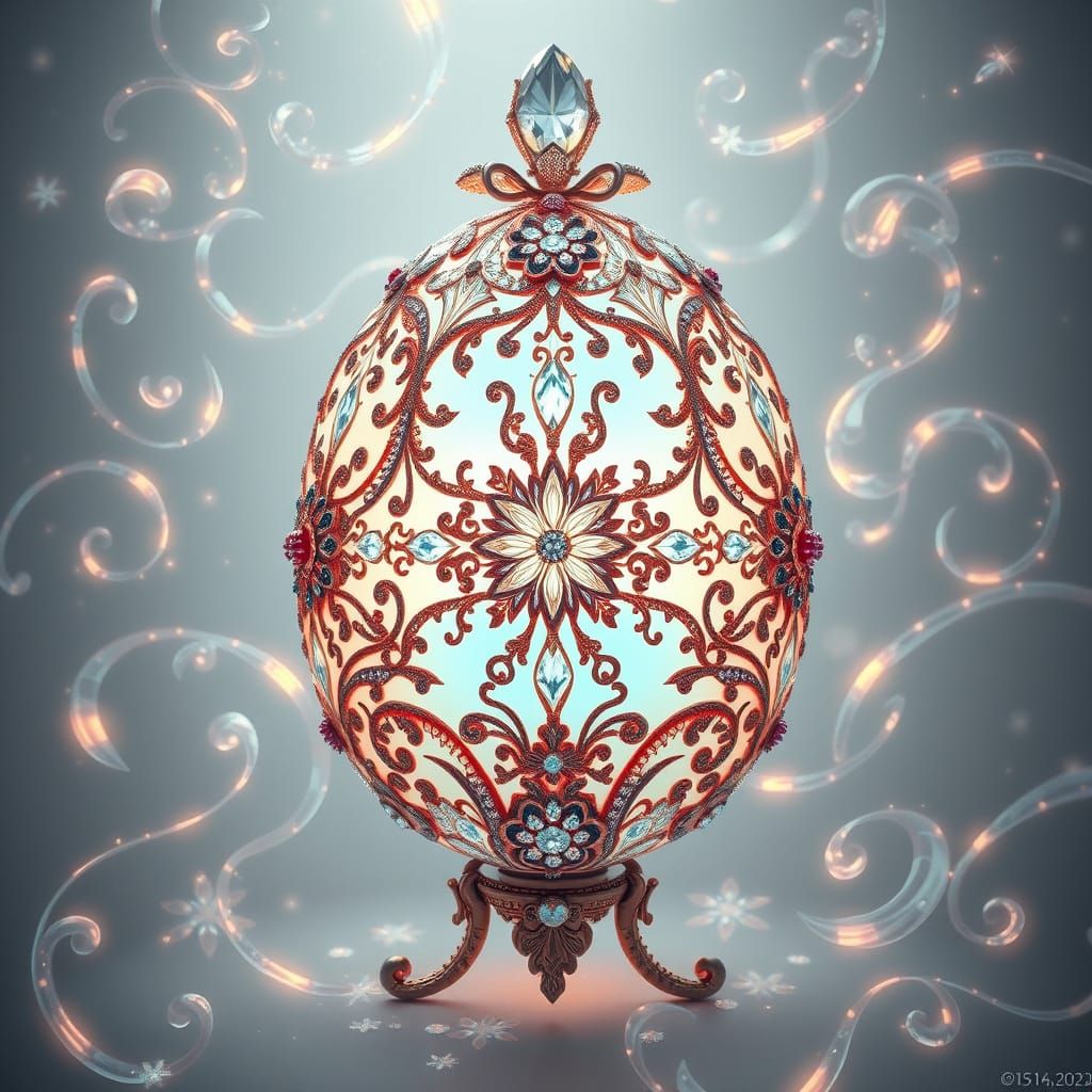 Ethereal Crystal Egg in Futuristic Biomorphism