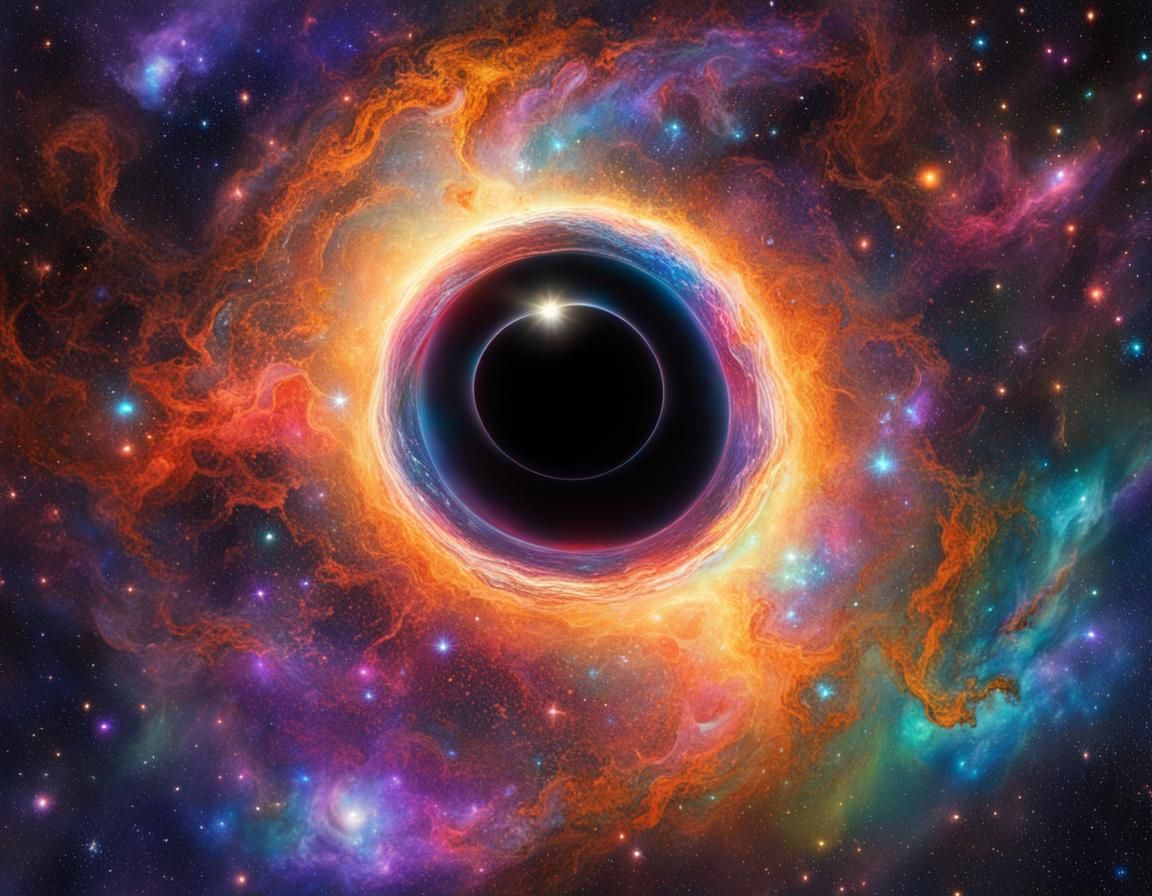 Black Hole with Question Mark: Cosmic Astral Illustration