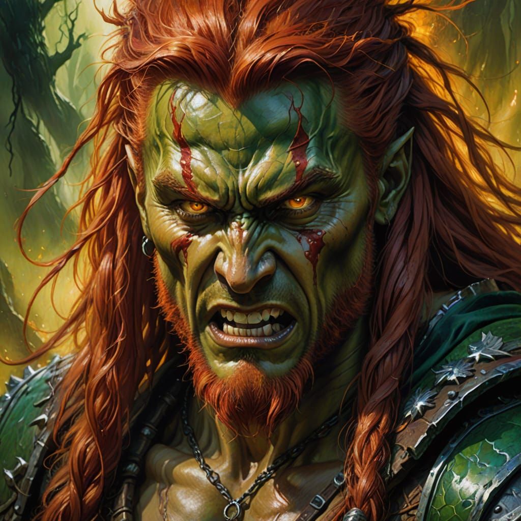 Hyper-Realistic Berserker Druid in Fury with Vibrant Oil Pai...