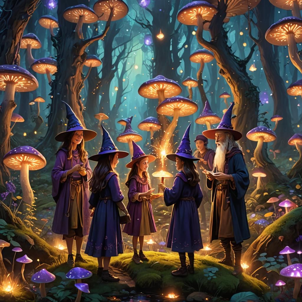 Magical Wizard Family in Mystical Forest
