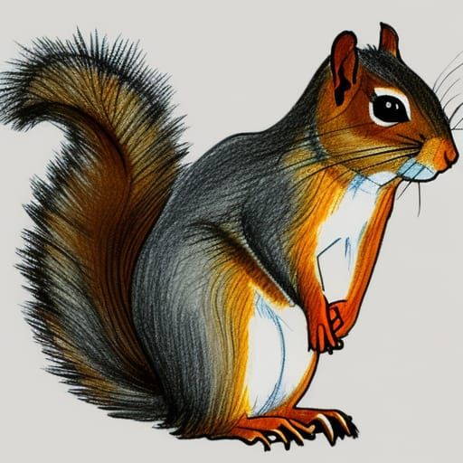 Simple Squirrel Line Drawing