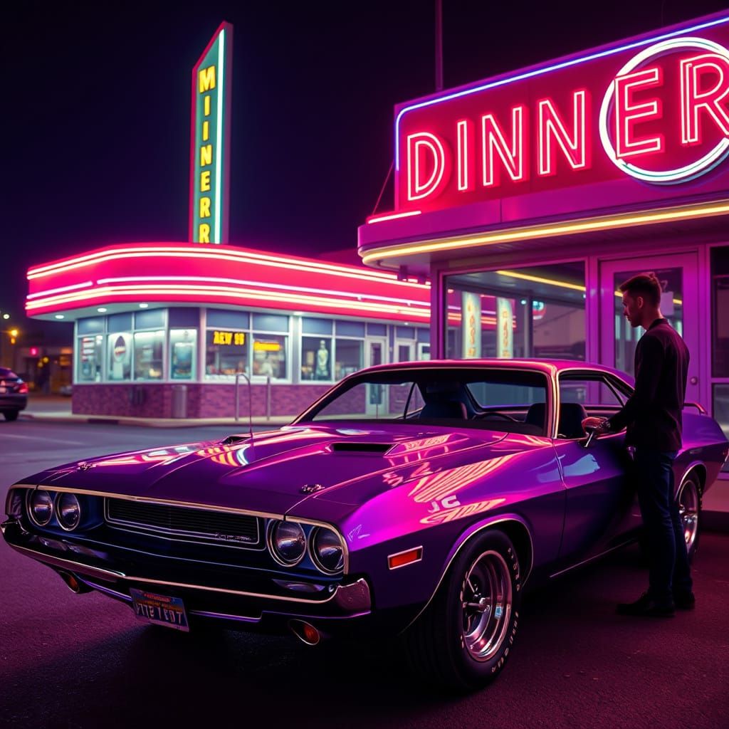 1970 Dodge Challenger in Purple Neon Glow