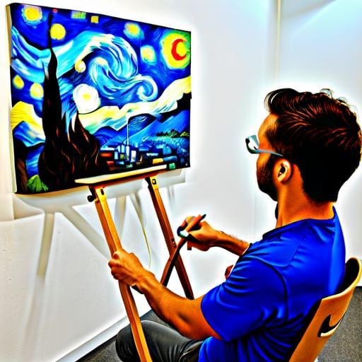 Robot Recreates Starry Night as Mural