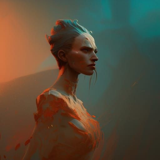 Symmetrical Shapeshifting Woman by Alphonse Mucha