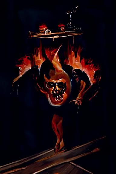 1950s Hell Propaganda Poster in Oil Painting Style