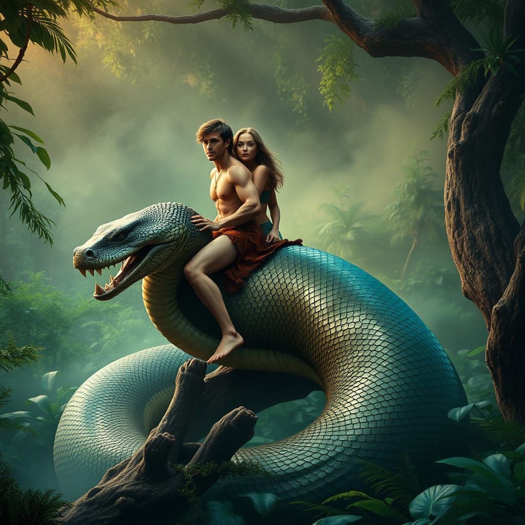 Tarzan and Jane on Majestic Jungle Anaconda