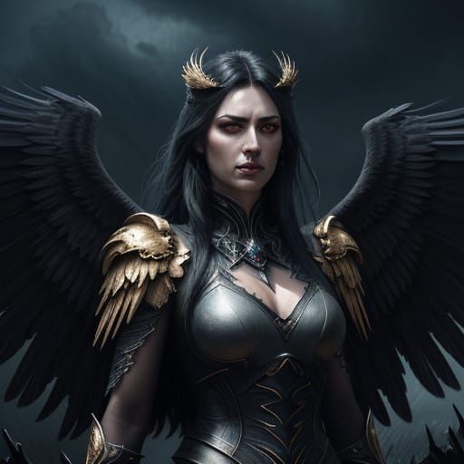 Storm Crow Maiden Dark Fantasy Portrait