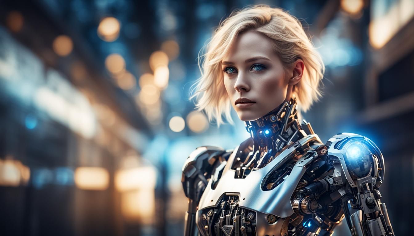 Sensual Female Cyborg Portrait with Bokeh