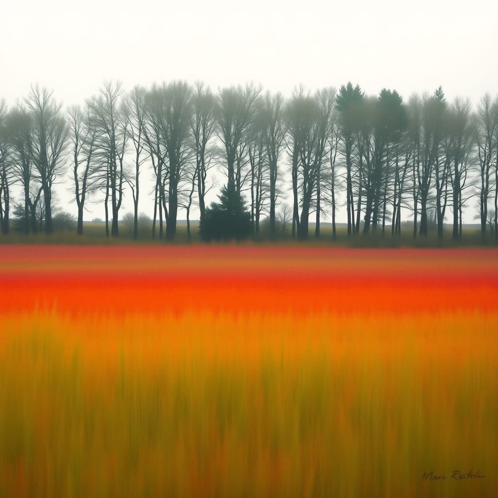 Windswept Treeline in Washed Color Fields