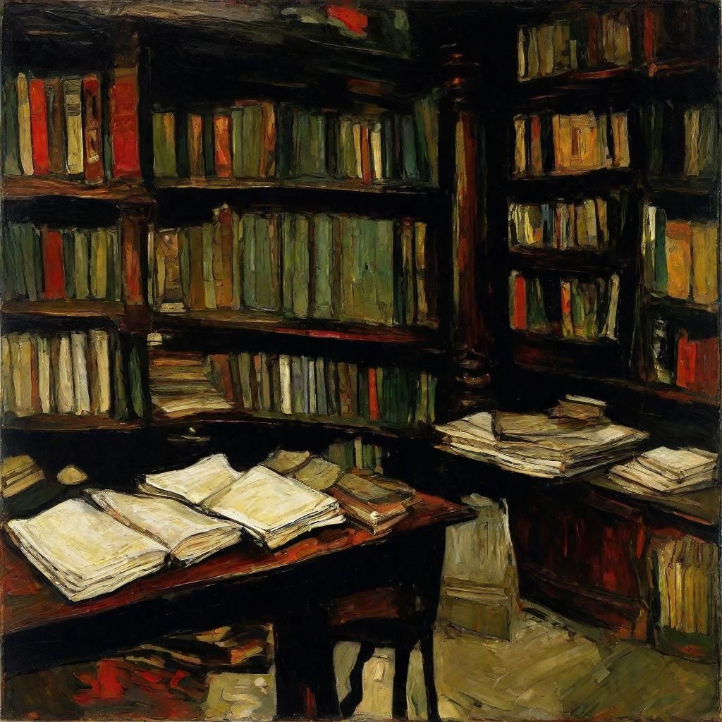 Vampire's Ancient Library: Expressionist Painting