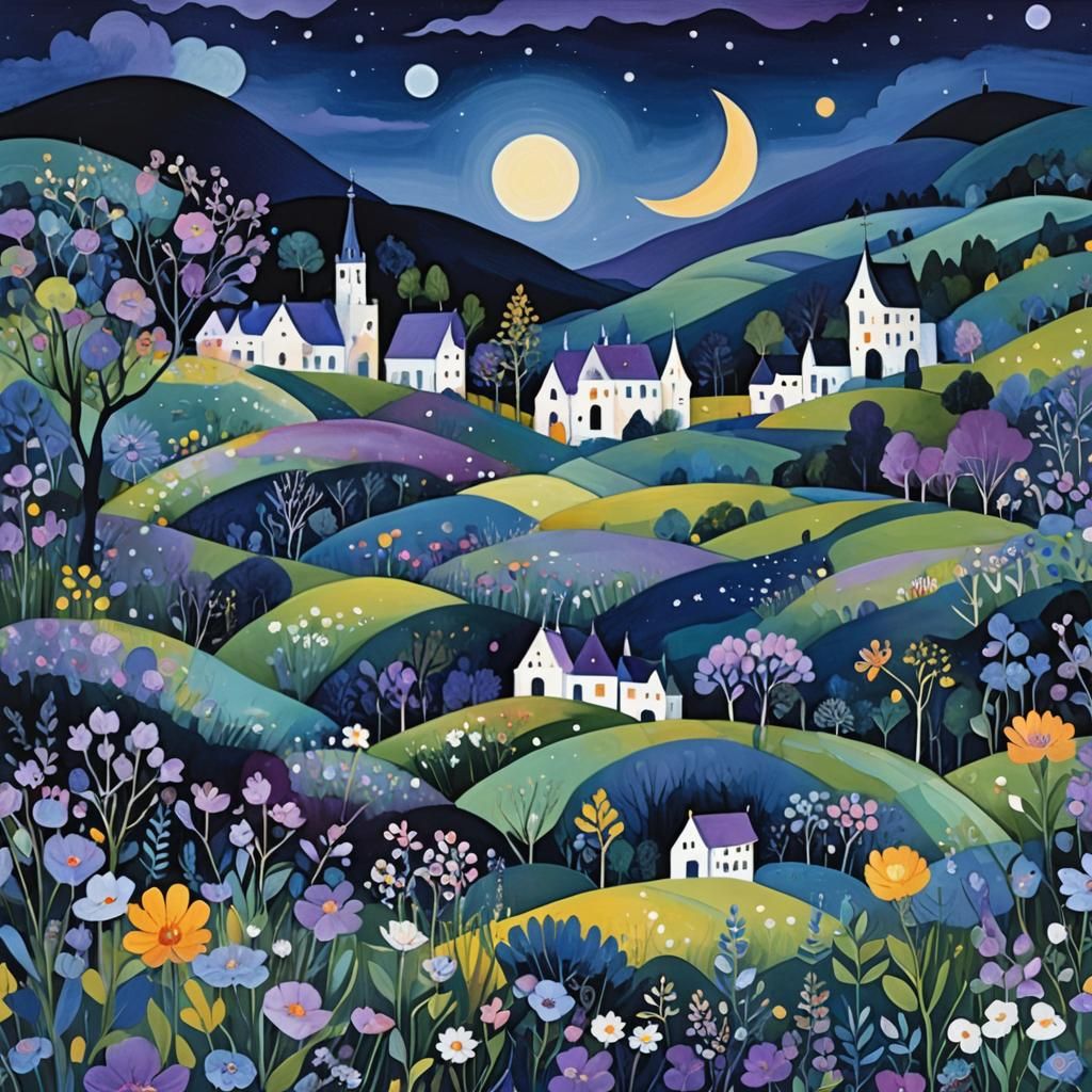 Night Landscape in Illustrative Style
