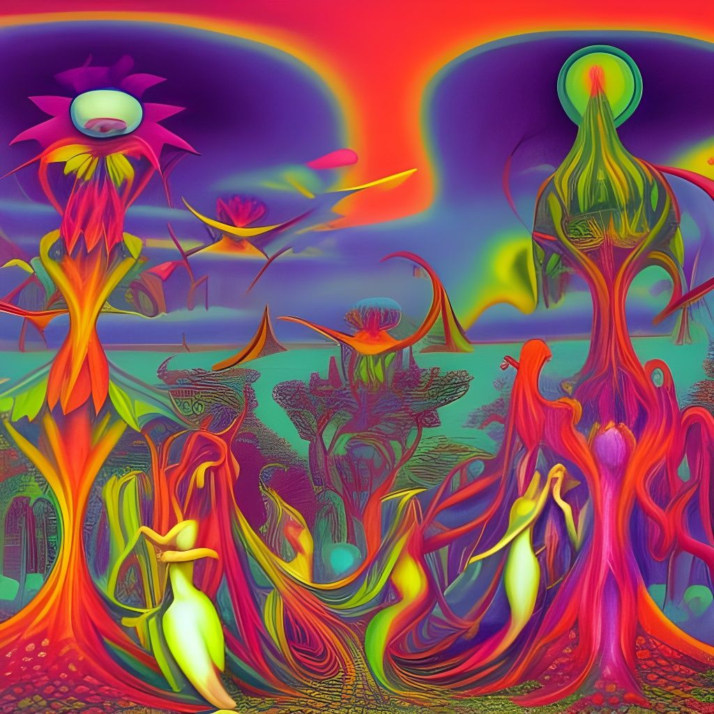 Psychedelic Forest Art with Optical Illusions