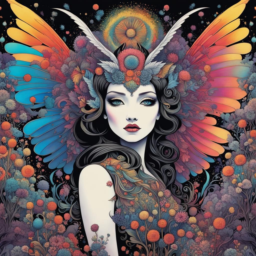 Fairy Queen in Dandelion Dreamscape: Abstract Art