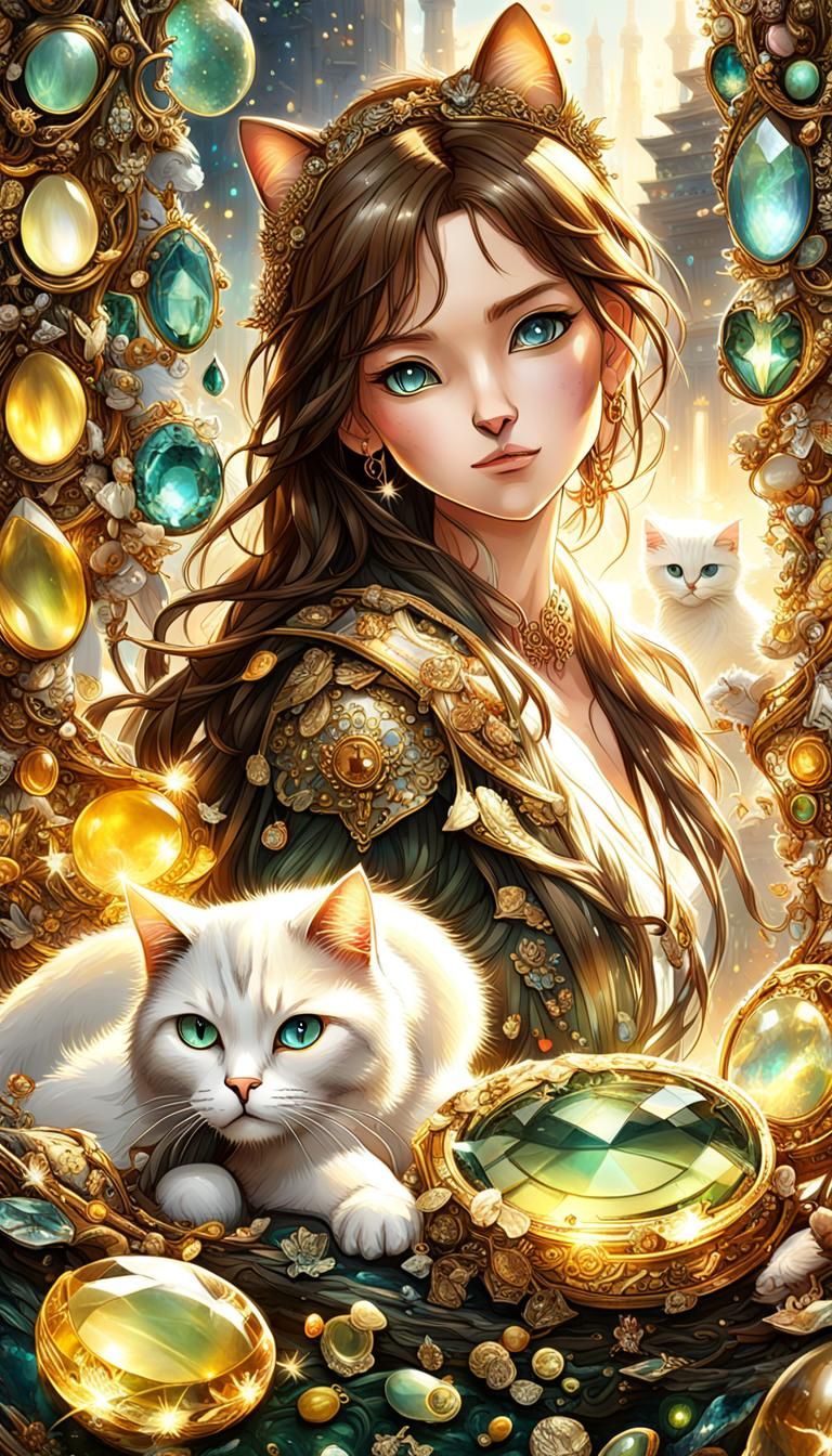 Taiwanese Teen with Cat Creatures in Fantasy Art