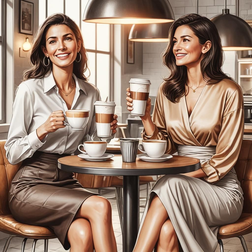 People Around Table with Corrected Coffee Cups