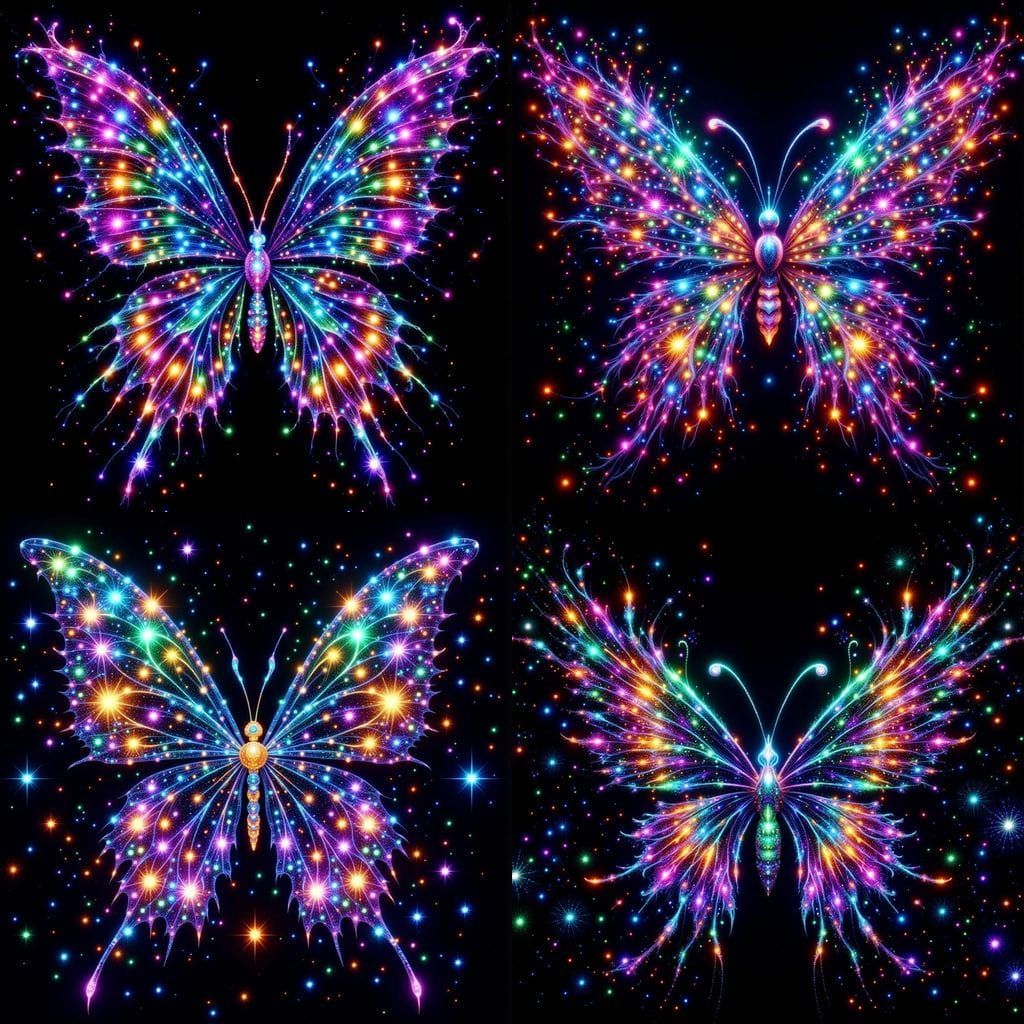 Giant Sequined Butterfly in Psychedelic Galaxy
